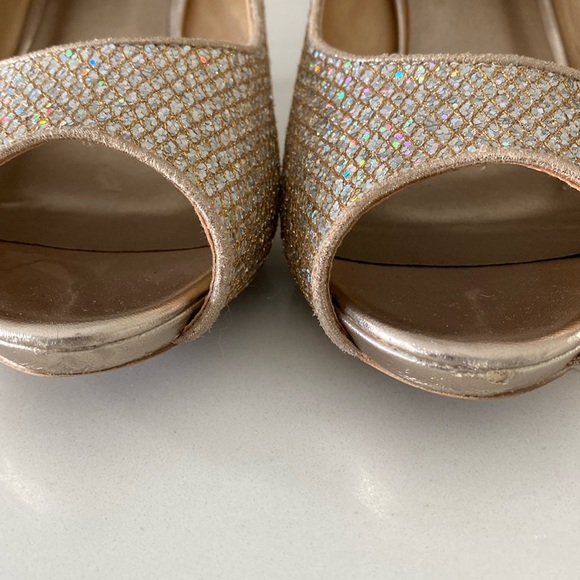 Left & Right Peep Toe Sparkly Heels - Picture 6 of 13